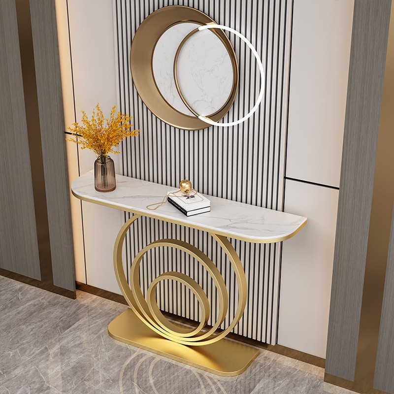 Gold Entryway Table, Modern Console Table Narrow Long, Contemporary Accent Table for Living Room