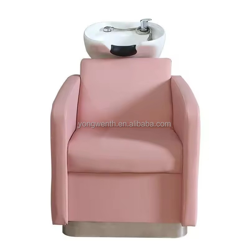 Luxury Barber Shop Hair Washing Bed Adjustable Seat Beauty Salon's White Black Ceramic Backwash Unit Sink Station Shampoo Sink