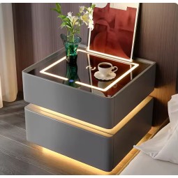现代床头柜小灯白色时髦的智能卧室床头柜无线充电器Mesitas De Noche家具