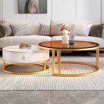 Italian Style Coffee Table Living Room Modern Minimalist Small Household Tea Table Net Ins Luxury Round Glass Coffee