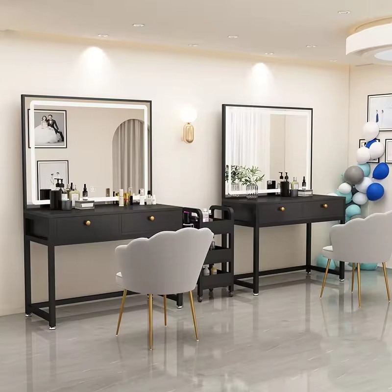 Light Luxury Modern Studio Dresser with Lamp Training School Makeup Table Beauty Salon Wedding Shop Internet Celebrity Work