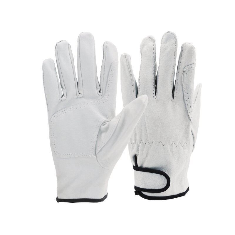 Pigskin Leather Gardening Gloves Supplier - Hot Sell White Building Reinforced Palm Protective