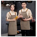 Waterproof Kitchen Bibs Manufacturer - Custom Logo Adjustable Strap Plain Color Cotton Canvas