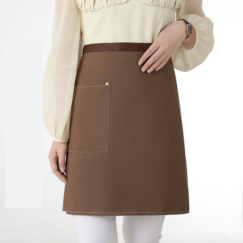 Half Waist Chef Aprons Supplier - Custom Personalized Logo Plain Color Canvas with Pocket