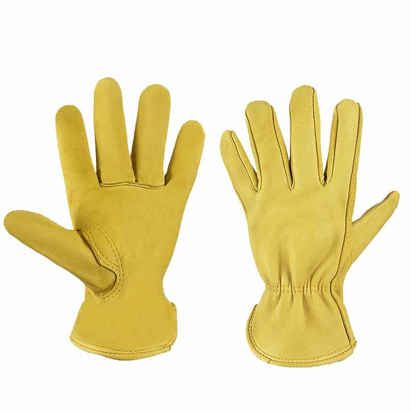 Sheepskin Leather Work Gloves Supplier - Stock Cheap Women Men Construction Genuine Leather Hand Safety