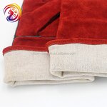 Black Welding Gloves Factory - Wholesale Winter Cow Split Leather Safety Oven Working BBQ Cheap Price