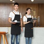 Nordic Bib Apron Supplier - Stylish Cotton Waterproof Canvas Leather Waistband Chef Kitchen Bakery