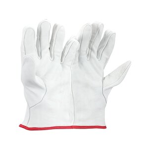 Heavy Duty Leather Work Gloves Factory - CE Certification Orange Cuff Cotton Lined Goat Skin