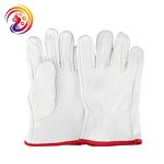 Heavy Duty Leather Work Gloves Factory - CE Certification Orange Cuff Cotton Lined Goat Skin