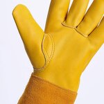 Orange Leather Gloves Manufacturer - Handling Strengthened