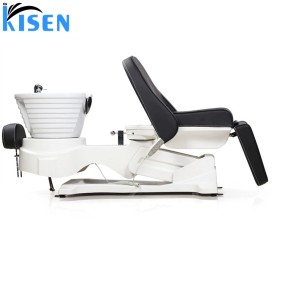Kisen High End 3 Motor Electric Adjustable Lift Salon Barber Shampoo Chair Shampoo Bowl Sink Hair Wash Bed with Massage for Sale