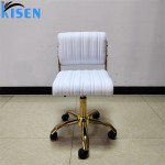 Kisen Hot Selling Beauty Spa Furniture Adjustable pink White Leather Salon Stool Master Small Tech Chair with Gold Base
