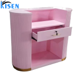 Kisen美发美容沙龙家具定制的颜色和尺寸白色粉红色黑色米色前台接待桌