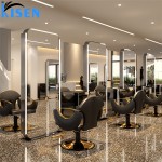 Kisen 2025 8座现代造型椅子金黑色银色家具套装美发沙龙店定制桌碗双面镜