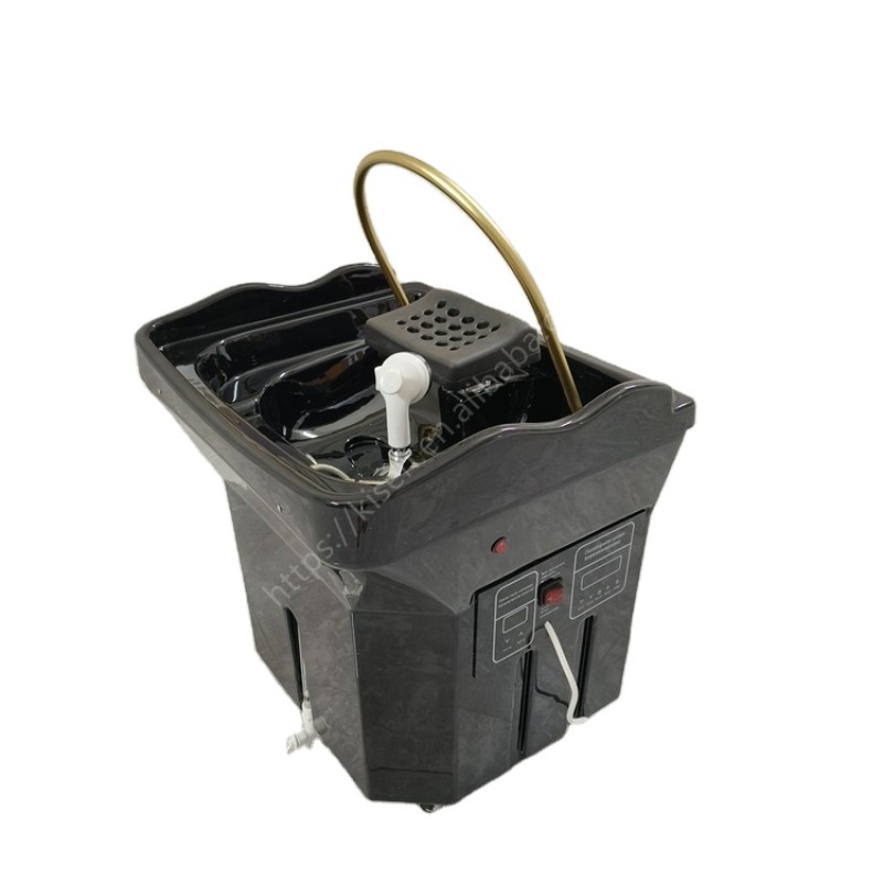 Kisen Black Portable Shampoo Sink with 60L Water tank and Water Heater with Fumigation and Water Circulation