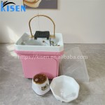 Kisen热卖现代廉价粉红色PU皮革沙龙便携式洗发椅与头部治疗和蒸