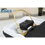 Kisen现代洗发床美发沙龙洗发椅洗发床水循环蒸笼沙龙洗发碗和Ch
