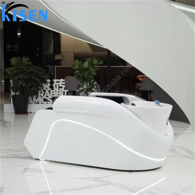 KISEN Luxury 4D Full Body Electric Human Touch Massage Luxury Hair Washing Head Spa Shampoo Bed With Heating Water Circulation