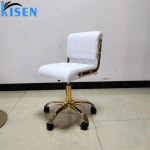 Kisen Hot Selling Beauty Spa Furniture Adjustable pink White Leather Salon Stool Master Small Tech Chair with Gold Base