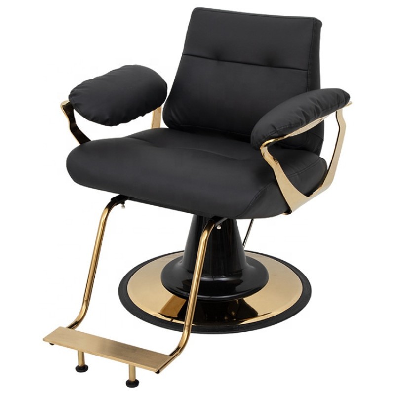 Classic Barber Chair Gold and Black Salon Furniture Modern Beauty Hydraulic Styling Chair