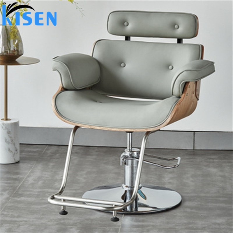 Kisen Beauty and Hair Salon Furniture Equipment Hot Sale Black pink Brown Grey Barbershop Haircut Barber Styling Chair for Sale