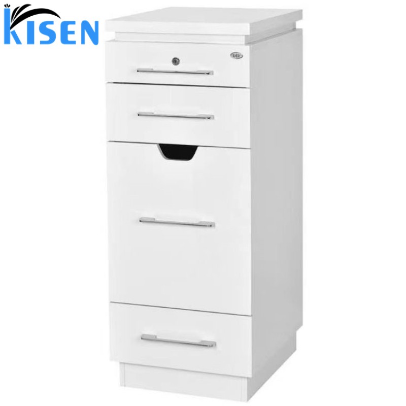 Kisen 2024 Hairdressing Trolley Facial Beauty Machine Trolley Hair Salon Trolley Cart White Steel Wood Box Furniture for Barber