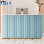 Kisen前台柜台显示现代粉红色白色120厘米100厘米160厘米可定制尺寸接待桌准备发货