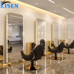 Kisen 2025 8座现代造型椅子金黑色银色家具套装美发沙龙店定制桌碗双面镜