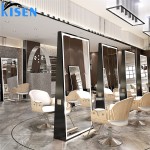 Kisen 2025 8座现代造型椅子金黑色银色家具套装美发沙龙店定制桌碗双面镜