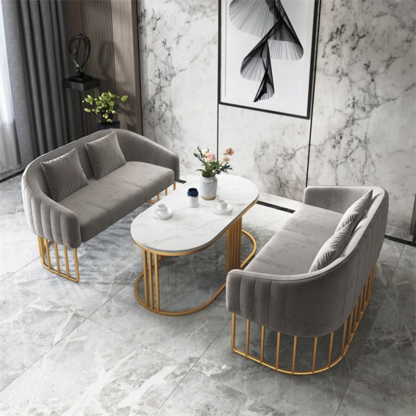 Kisen Beauty Spa Furniture Modern Waiting Sofa Reception Room Customer Chair with Table for Sale