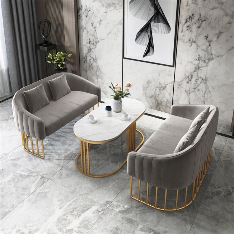 Kisen Beauty Spa Furniture Modern Waiting Sofa Reception Room Customer Chair with Table for Sale