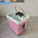 Kisen热卖现代廉价粉红色PU皮革沙龙便携式洗发椅与头部治疗和蒸