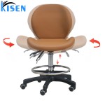 Kisen Foshan Factory  White Black Brown pink Technician Chair Bling Vetusta Pedicure Spa  Stools with Footrest for Sale