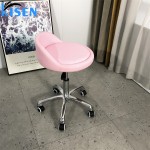 Kisen Foshan Manufacturer Small pink Luxury  Hydraulic Pedicure Stool Chair Height Adjustable with Wheels