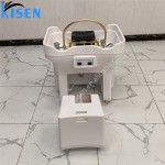 Kisen沙龙家具豪华白色洗发盆与水箱洗发便携式洗发水槽无管洗发碗