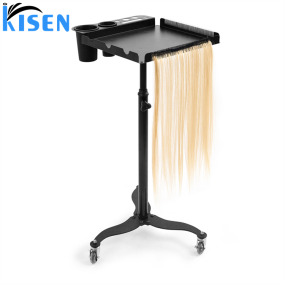 Kisen Cheap Price Hairdressing Smart Organizing Tray Movable Folding Stainless Steel Beautyshop Hair Extension Tray Trolley