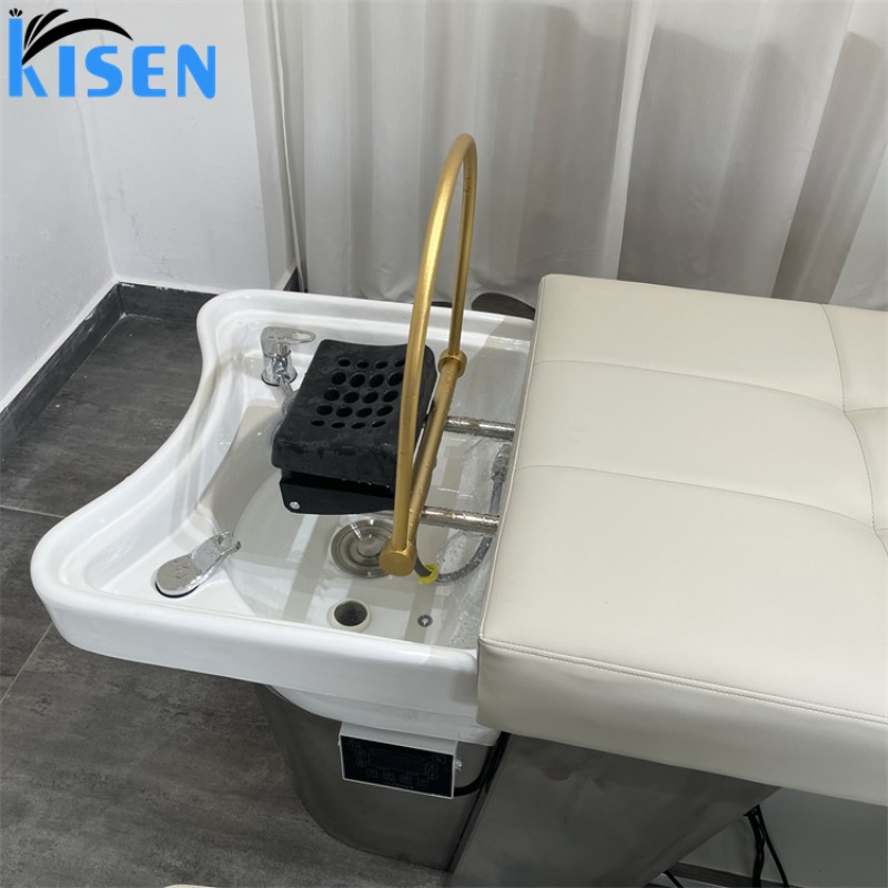 Kisen New Design Shampoo Chair Can Wash Hair and Pedicure with Foot Basin, Head and Legs Can Be Stretched
