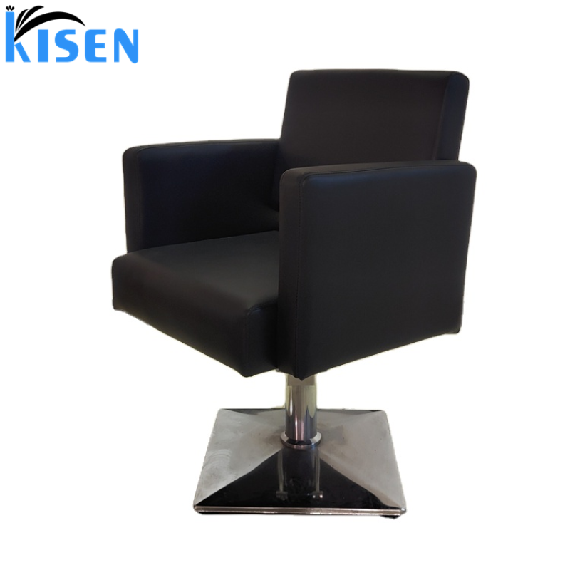 Kisen Barber Shop Hair Salon Dedicated Hairdressing Black Chair Lifting Rotating Hair Cutting Styling Chair Hair Salon Seat