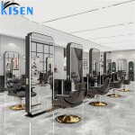 Kisen 2025 8座现代造型椅子金黑色银色家具套装美发沙龙店定制桌碗双面镜