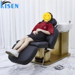 Kisen沙龙最新的洗头按摩椅洗发水床洗头椅与足浴浴缸水疗沙龙