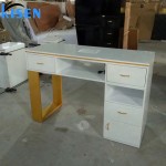 凯森豪华现代风格新品质多功能流行玫瑰金白色美容沙龙家具美甲桌指甲桌