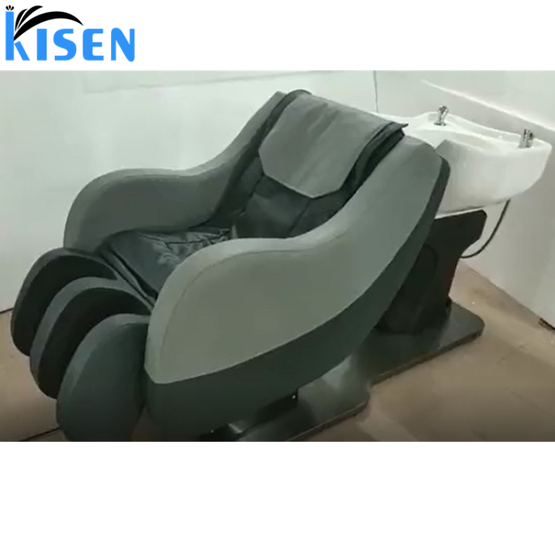 Kisen Modern Luxury Beauty Hair Salon Furniture Backwash Bed Electric Full Body Massage Shampoo Chair with Bowl