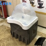 Kisen 2024最新的便携式洗发水水槽，耐用的洗发碗，带水泵头部疗法，在理发店沙龙库存