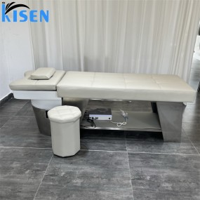 Kisen Modern Luxury Lay Down Hair Salon Washing Chair Barber Shop Thai Shampoo Chair Massage Bed with Salon Sink