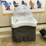 Kisen 2024最新的便携式洗发水水槽，耐用的洗发碗，带水泵头部疗法，在理发店沙龙库存
