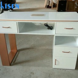凯森豪华现代风格新品质多功能流行玫瑰金白色美容沙龙家具美甲桌指甲桌