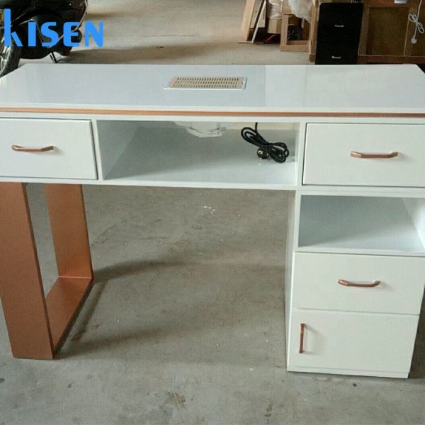 凯森豪华现代风格新品质多功能流行玫瑰金白色美容沙龙家具美甲桌指甲桌