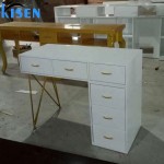 凯森豪华现代风格新品质多功能流行玫瑰金白色美容沙龙家具美甲桌指甲桌