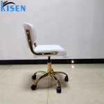 Kisen Hot Selling Beauty Spa Furniture Adjustable pink White Leather Salon Stool Master Small Tech Chair with Gold Base