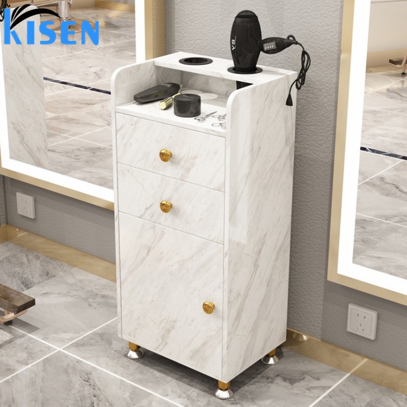 Kisen Cheap Price Makeup Trolley Spa Furniture Beauty Salon Pedicure Cart Trolley with 3 Drawers